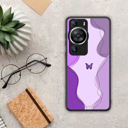 Θήκη Huawei P60 Purple Mariposa από τη Smartfits με σχέδιο στο πίσω μέρος και μαύρο περίβλημα | Huawei P60 Purple Mariposa Case with Colorful Back and Black Bezels