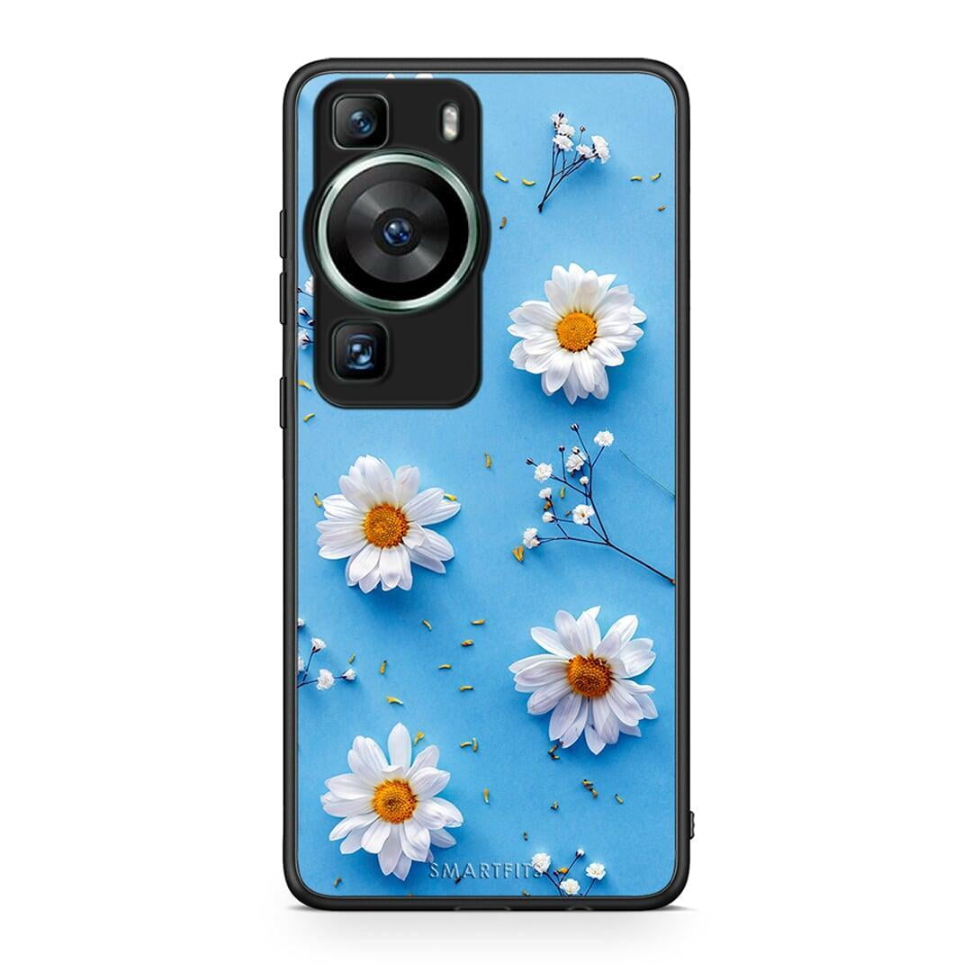 Θήκη Huawei P60 Real Daisies από τη Smartfits με σχέδιο στο πίσω μέρος και μαύρο περίβλημα | Huawei P60 Real Daisies Case with Colorful Back and Black Bezels