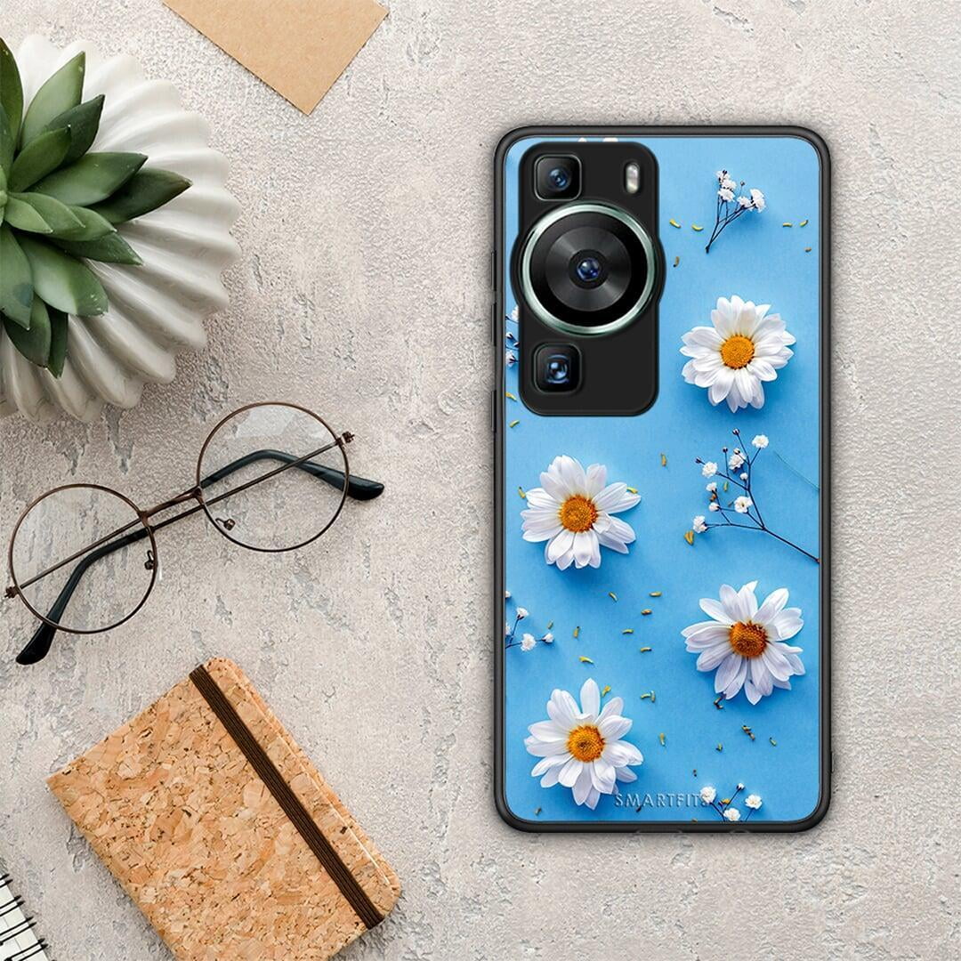 Θήκη Huawei P60 Real Daisies από τη Smartfits με σχέδιο στο πίσω μέρος και μαύρο περίβλημα | Huawei P60 Real Daisies Case with Colorful Back and Black Bezels