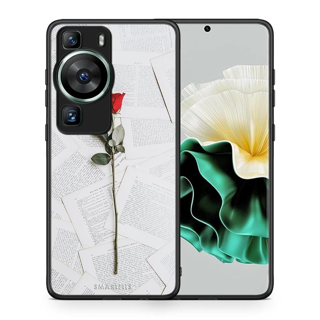 Θήκη Huawei P60 Red Rose από τη Smartfits με σχέδιο στο πίσω μέρος και μαύρο περίβλημα | Huawei P60 Red Rose Case with Colorful Back and Black Bezels