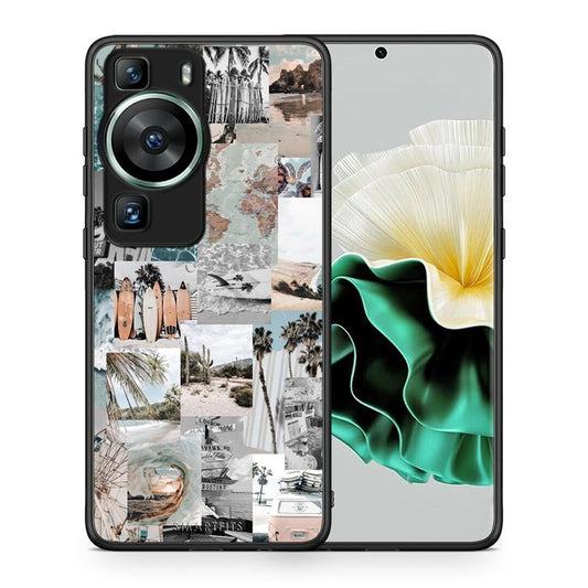 Θήκη Huawei P60 Retro Beach Life από τη Smartfits με σχέδιο στο πίσω μέρος και μαύρο περίβλημα | Huawei P60 Retro Beach Life Case with Colorful Back and Black Bezels