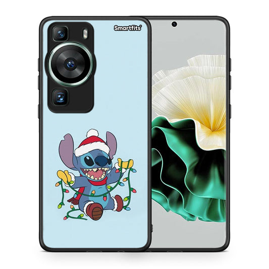 Θήκη Huawei P60 Santa Stich από τη Smartfits με σχέδιο στο πίσω μέρος και μαύρο περίβλημα | Huawei P60 Santa Stich Case with Colorful Back and Black Bezels