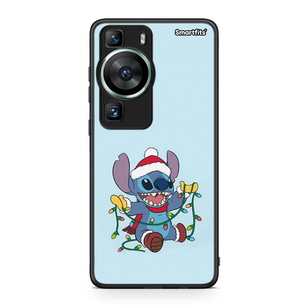 Θήκη Huawei P60 Santa Stich από τη Smartfits με σχέδιο στο πίσω μέρος και μαύρο περίβλημα | Huawei P60 Santa Stich Case with Colorful Back and Black Bezels