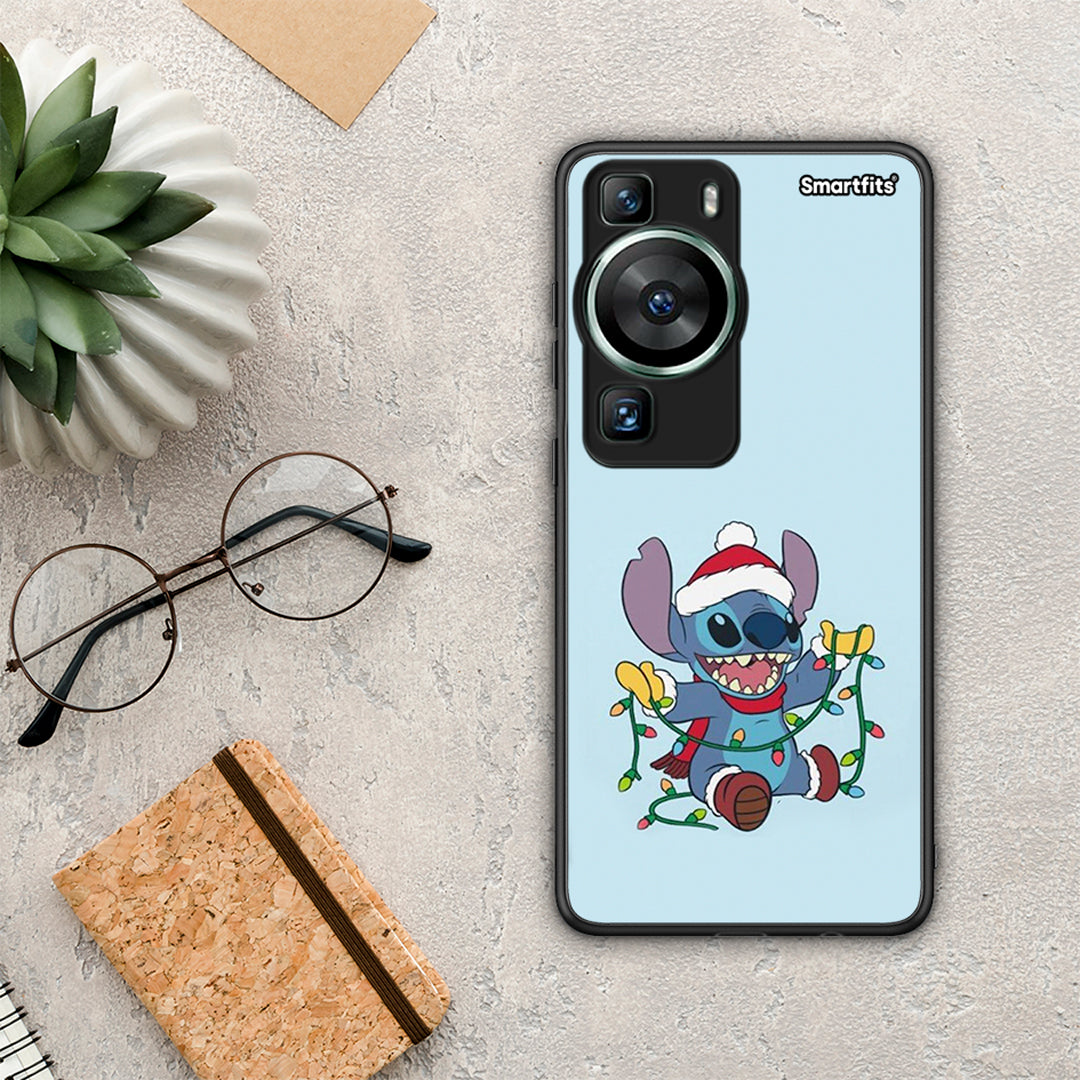 Θήκη Huawei P60 Santa Stich από τη Smartfits με σχέδιο στο πίσω μέρος και μαύρο περίβλημα | Huawei P60 Santa Stich Case with Colorful Back and Black Bezels