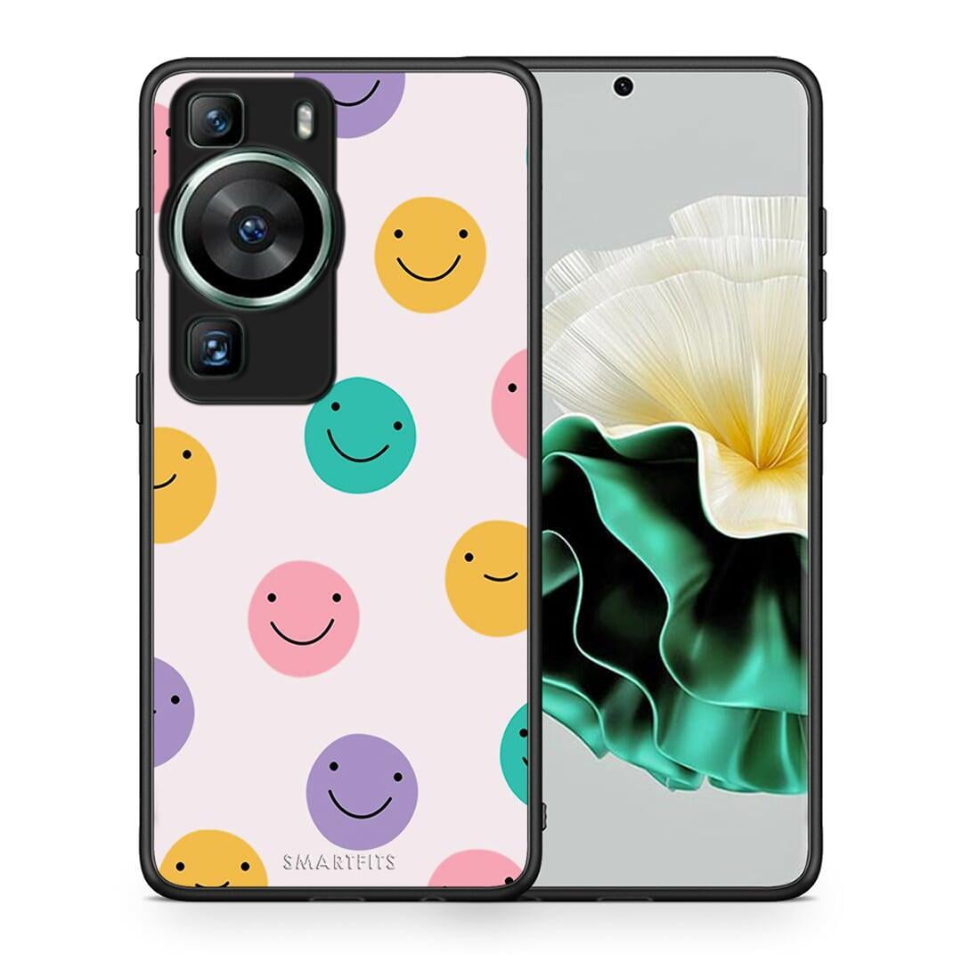 Θήκη Huawei P60 Smiley Faces από τη Smartfits με σχέδιο στο πίσω μέρος και μαύρο περίβλημα | Huawei P60 Smiley Faces Case with Colorful Back and Black Bezels