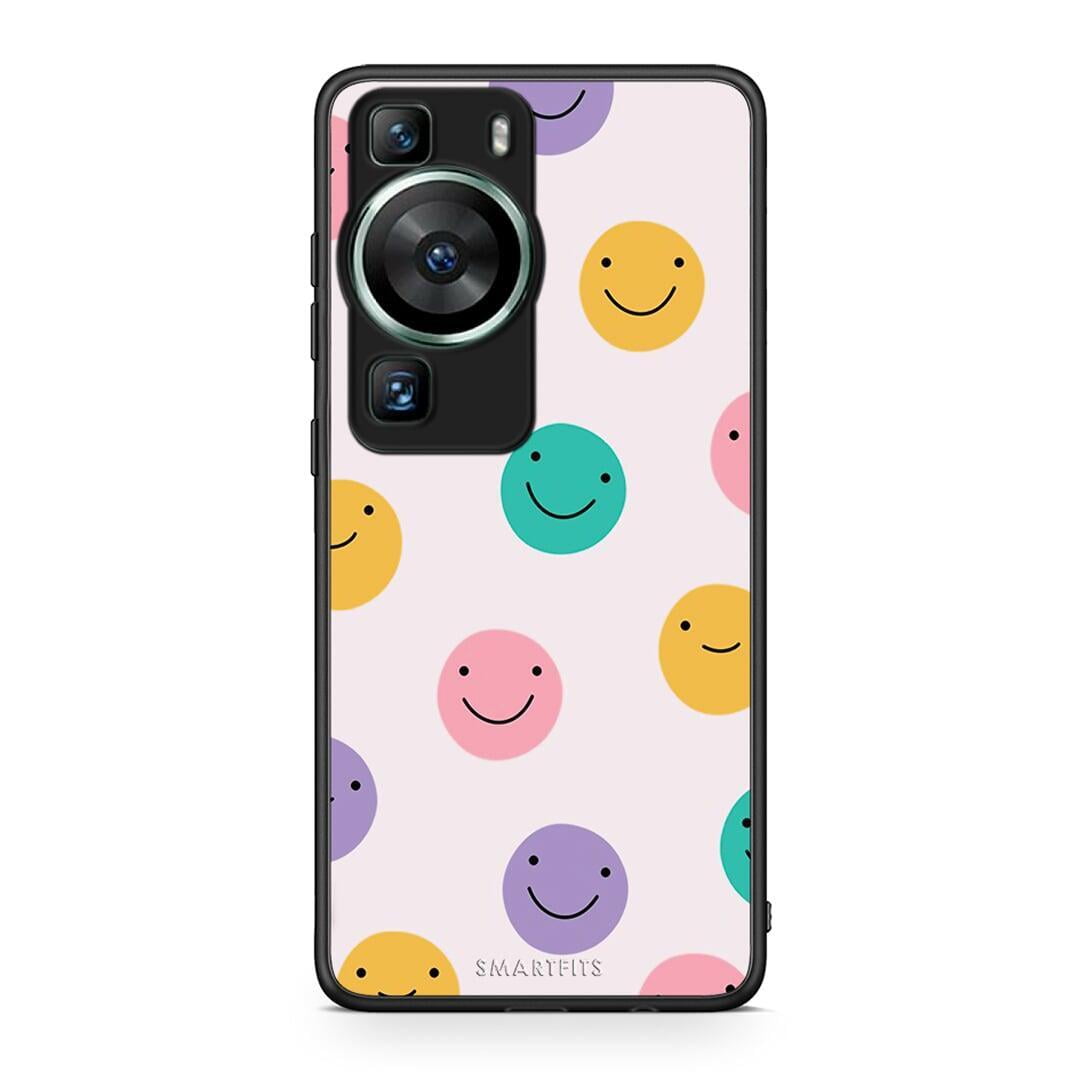 Θήκη Huawei P60 Smiley Faces από τη Smartfits με σχέδιο στο πίσω μέρος και μαύρο περίβλημα | Huawei P60 Smiley Faces Case with Colorful Back and Black Bezels