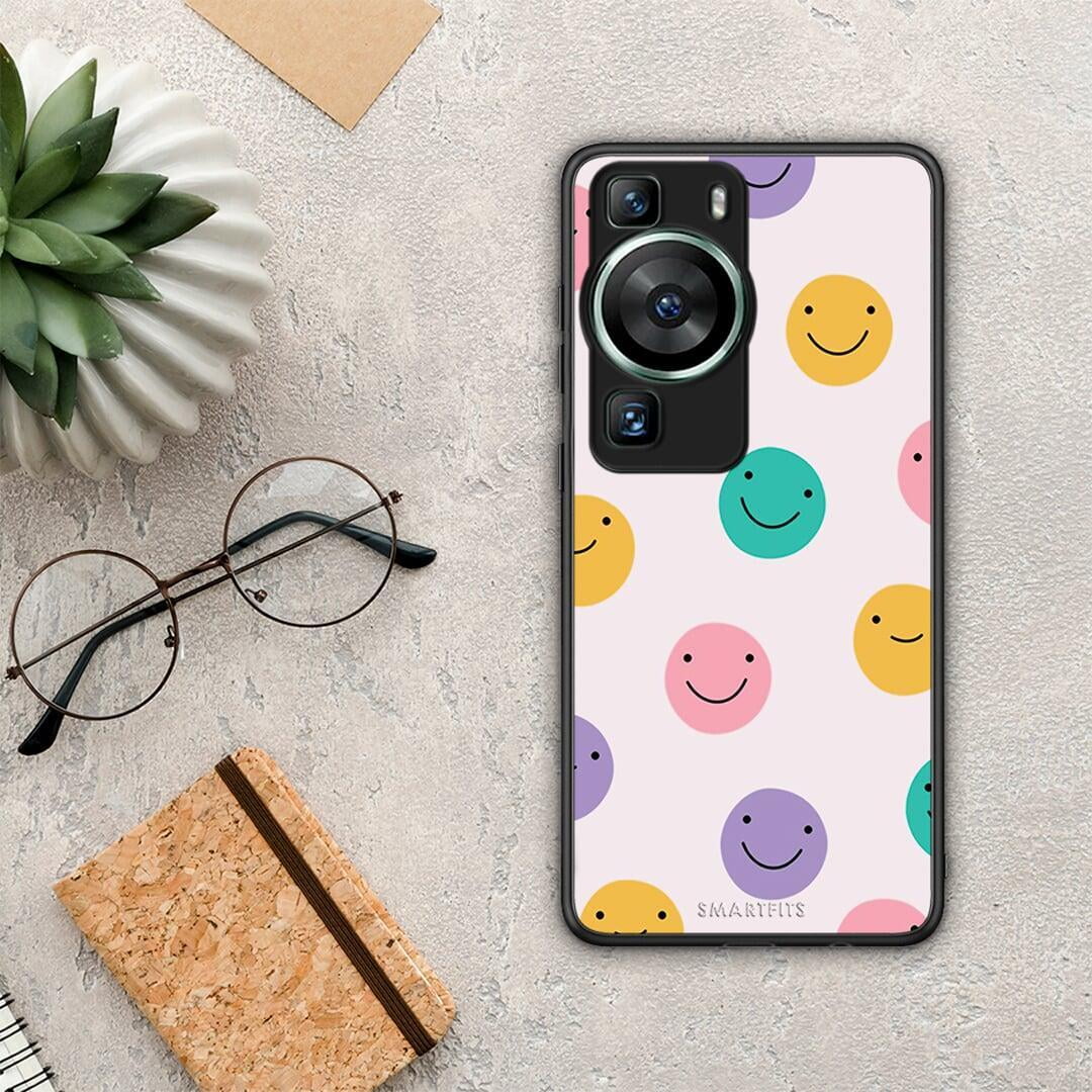 Θήκη Huawei P60 Smiley Faces από τη Smartfits με σχέδιο στο πίσω μέρος και μαύρο περίβλημα | Huawei P60 Smiley Faces Case with Colorful Back and Black Bezels