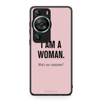 Thumbnail for Θήκη Huawei P60 Superpower Woman από τη Smartfits με σχέδιο στο πίσω μέρος και μαύρο περίβλημα | Huawei P60 Superpower Woman Case with Colorful Back and Black Bezels