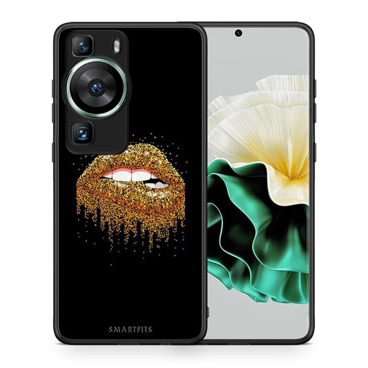 Θήκη Huawei P60 Valentine Golden από τη Smartfits με σχέδιο στο πίσω μέρος και μαύρο περίβλημα | Huawei P60 Valentine Golden Case with Colorful Back and Black Bezels