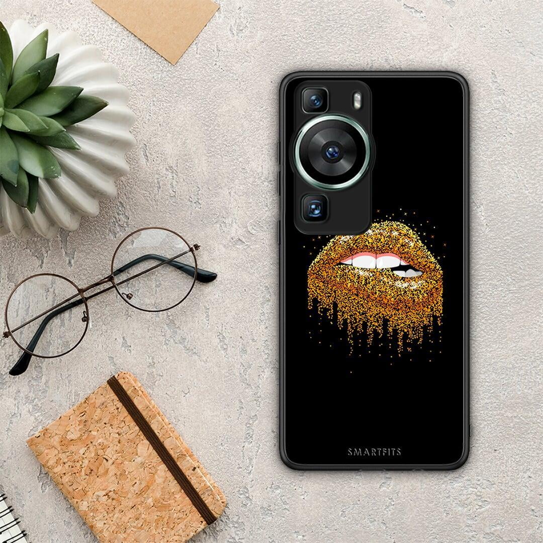 Θήκη Huawei P60 Valentine Golden από τη Smartfits με σχέδιο στο πίσω μέρος και μαύρο περίβλημα | Huawei P60 Valentine Golden Case with Colorful Back and Black Bezels
