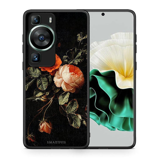 Θήκη Huawei P60 Vintage Roses από τη Smartfits με σχέδιο στο πίσω μέρος και μαύρο περίβλημα | Huawei P60 Vintage Roses Case with Colorful Back and Black Bezels