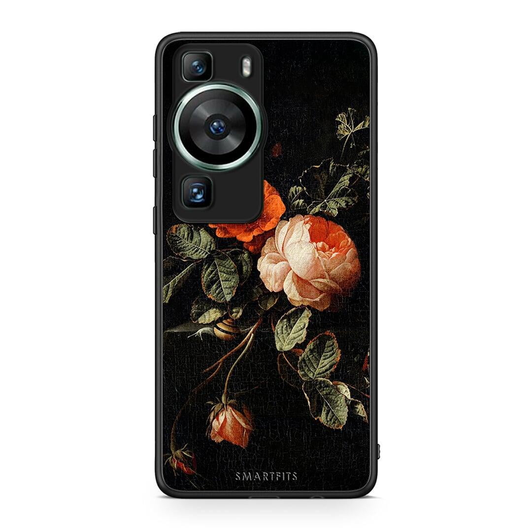 Θήκη Huawei P60 Vintage Roses από τη Smartfits με σχέδιο στο πίσω μέρος και μαύρο περίβλημα | Huawei P60 Vintage Roses Case with Colorful Back and Black Bezels