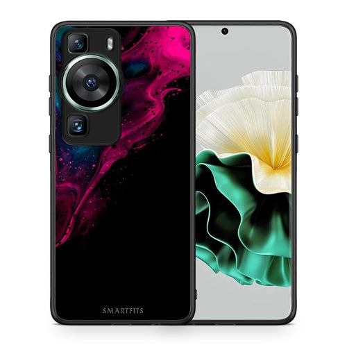 Θήκη Huawei P60 Watercolor Pink Black από τη Smartfits με σχέδιο στο πίσω μέρος και μαύρο περίβλημα | Huawei P60 Watercolor Pink Black Case with Colorful Back and Black Bezels