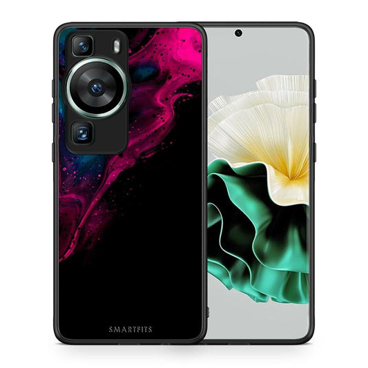 Θήκη Huawei P60 Watercolor Pink Black από τη Smartfits με σχέδιο στο πίσω μέρος και μαύρο περίβλημα | Huawei P60 Watercolor Pink Black Case with Colorful Back and Black Bezels