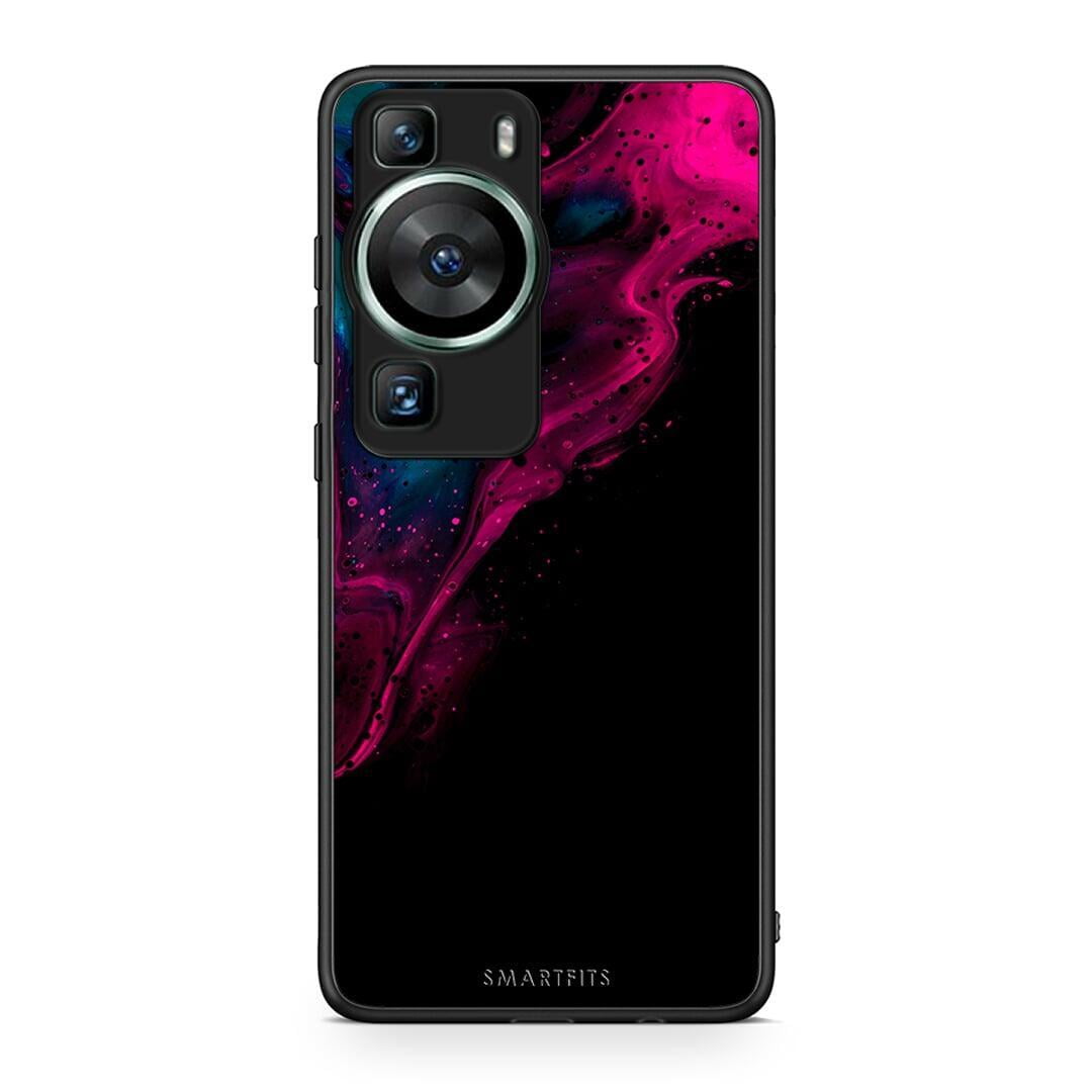 Θήκη Huawei P60 Watercolor Pink Black από τη Smartfits με σχέδιο στο πίσω μέρος και μαύρο περίβλημα | Huawei P60 Watercolor Pink Black Case with Colorful Back and Black Bezels
