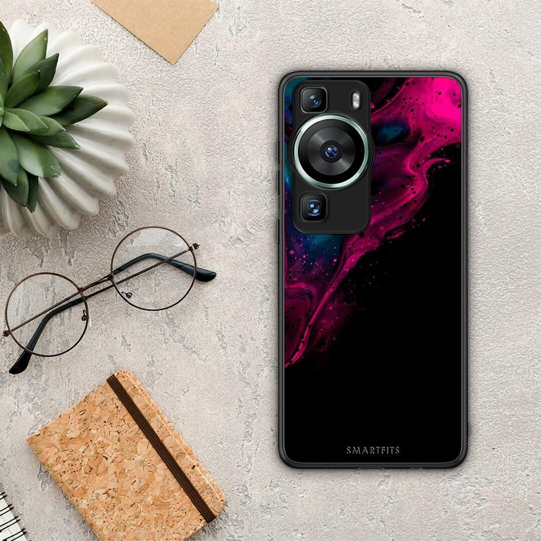Θήκη Huawei P60 Watercolor Pink Black από τη Smartfits με σχέδιο στο πίσω μέρος και μαύρο περίβλημα | Huawei P60 Watercolor Pink Black Case with Colorful Back and Black Bezels