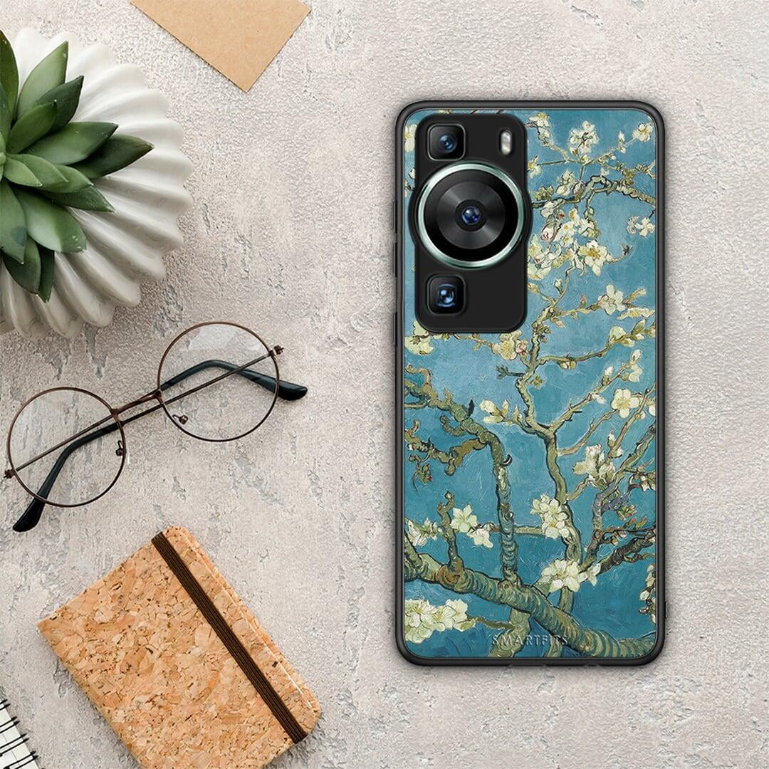 Θήκη Huawei P60 White Blossoms από τη Smartfits με σχέδιο στο πίσω μέρος και μαύρο περίβλημα | Huawei P60 White Blossoms Case with Colorful Back and Black Bezels