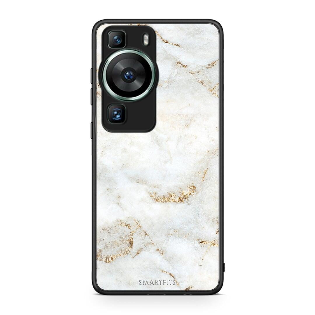 Θήκη Huawei P60 White Gold Marble από τη Smartfits με σχέδιο στο πίσω μέρος και μαύρο περίβλημα | Huawei P60 White Gold Marble Case with Colorful Back and Black Bezels