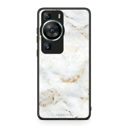 Θήκη Huawei P60 White Gold Marble από τη Smartfits με σχέδιο στο πίσω μέρος και μαύρο περίβλημα | Huawei P60 White Gold Marble Case with Colorful Back and Black Bezels