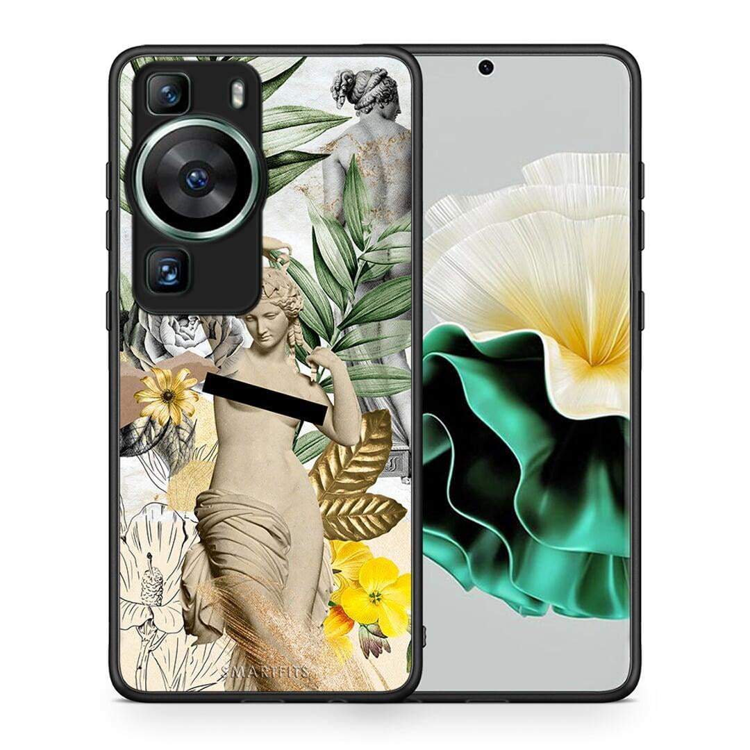 Θήκη Huawei P60 Woman Statue από τη Smartfits με σχέδιο στο πίσω μέρος και μαύρο περίβλημα | Huawei P60 Woman Statue Case with Colorful Back and Black Bezels