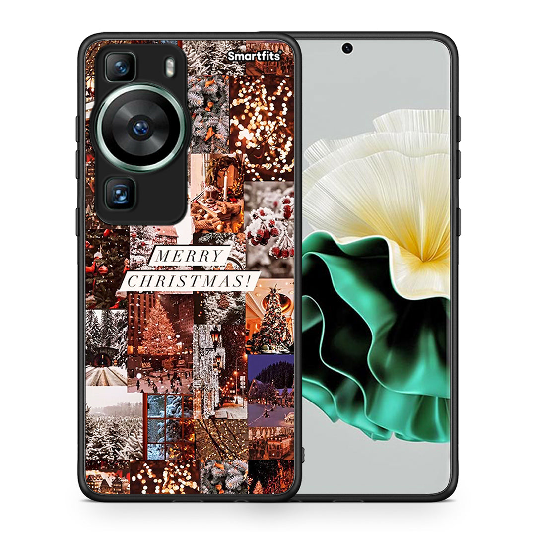 Θήκη Huawei P60 Xmas Collage από τη Smartfits με σχέδιο στο πίσω μέρος και μαύρο περίβλημα | Huawei P60 Xmas Collage Case with Colorful Back and Black Bezels