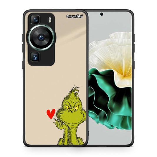 Θήκη Huawei P60 Xmas Grinch από τη Smartfits με σχέδιο στο πίσω μέρος και μαύρο περίβλημα | Huawei P60 Xmas Grinch Case with Colorful Back and Black Bezels
