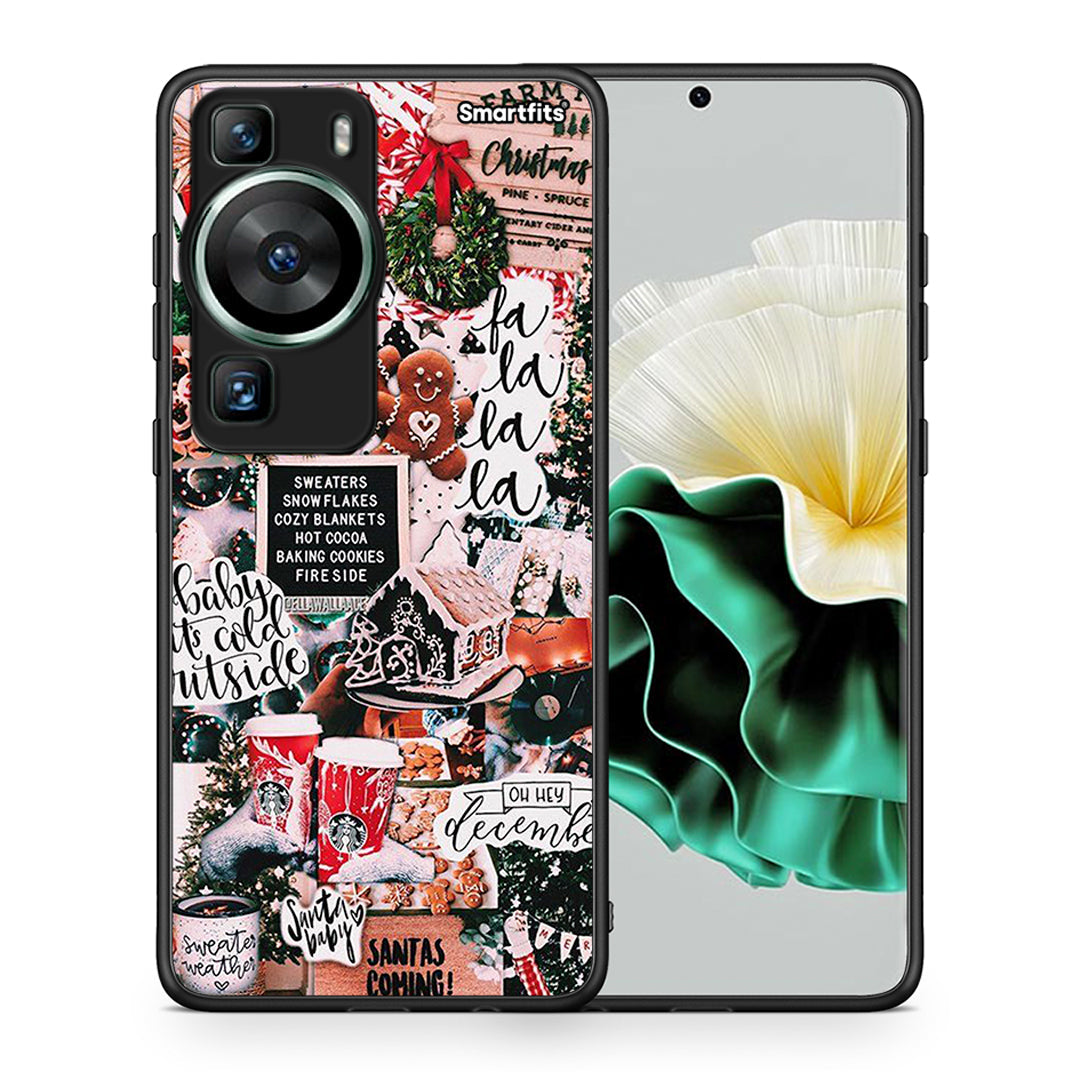 Θήκη Huawei P60 Xmas Habbits από τη Smartfits με σχέδιο στο πίσω μέρος και μαύρο περίβλημα | Huawei P60 Xmas Habbits Case with Colorful Back and Black Bezels