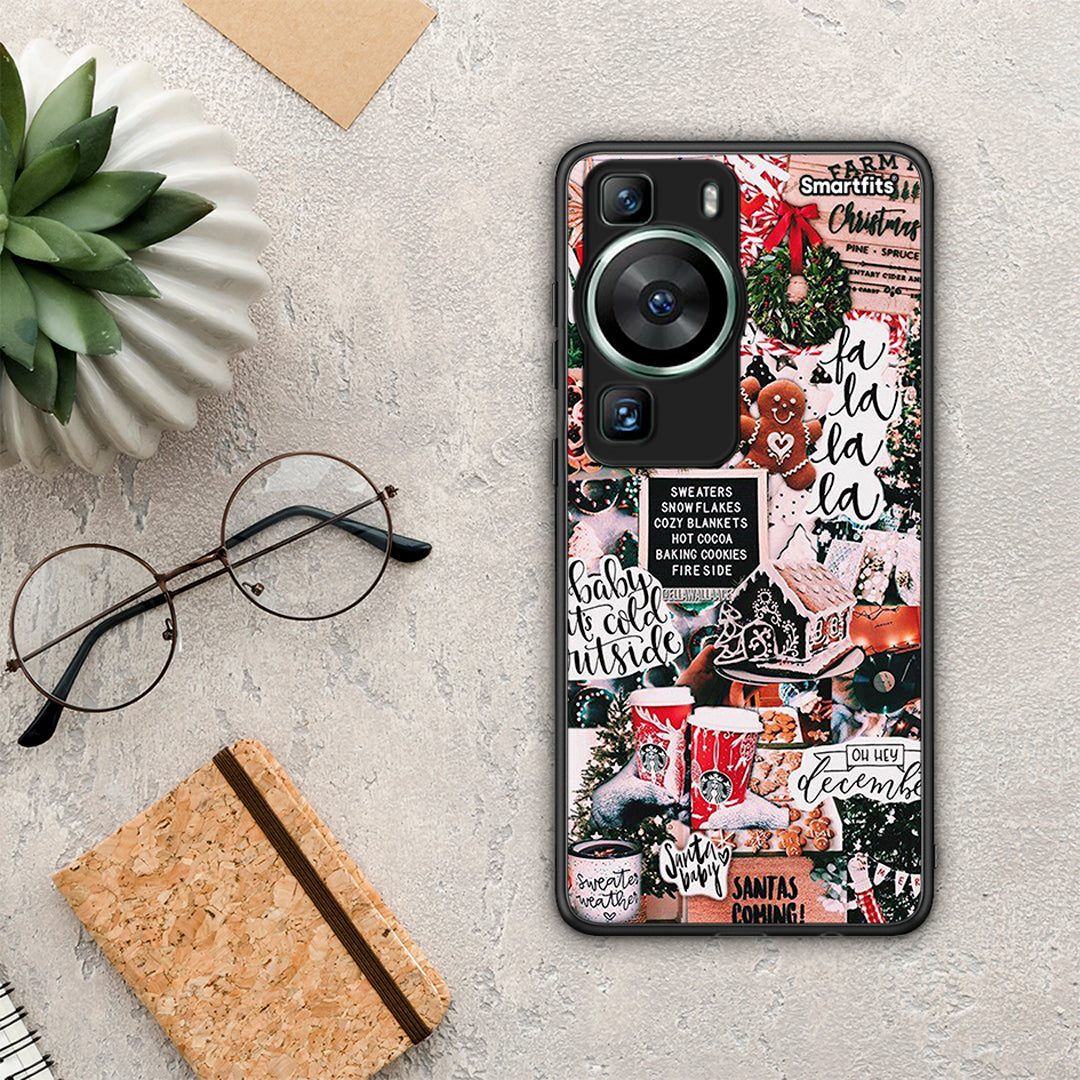 Θήκη Huawei P60 Xmas Habbits από τη Smartfits με σχέδιο στο πίσω μέρος και μαύρο περίβλημα | Huawei P60 Xmas Habbits Case with Colorful Back and Black Bezels