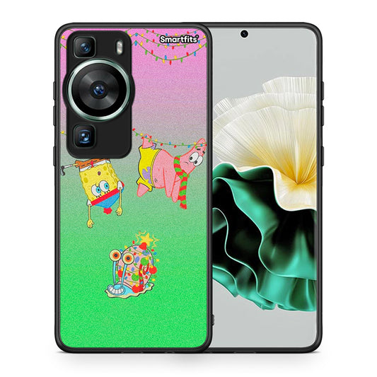Θήκη Huawei P60 Xmas Lights από τη Smartfits με σχέδιο στο πίσω μέρος και μαύρο περίβλημα | Huawei P60 Xmas Lights Case with Colorful Back and Black Bezels