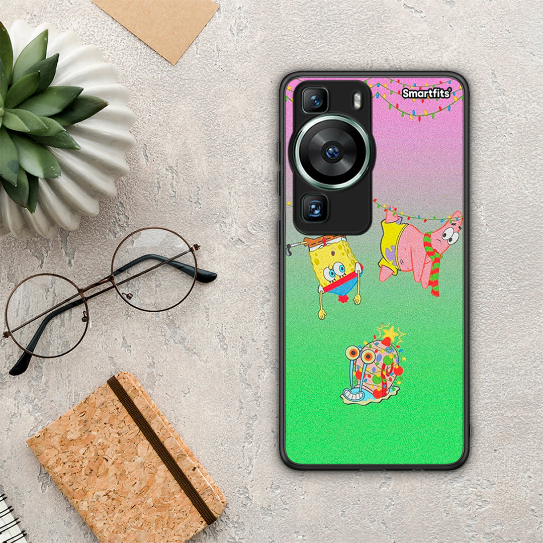 Θήκη Huawei P60 Xmas Lights από τη Smartfits με σχέδιο στο πίσω μέρος και μαύρο περίβλημα | Huawei P60 Xmas Lights Case with Colorful Back and Black Bezels