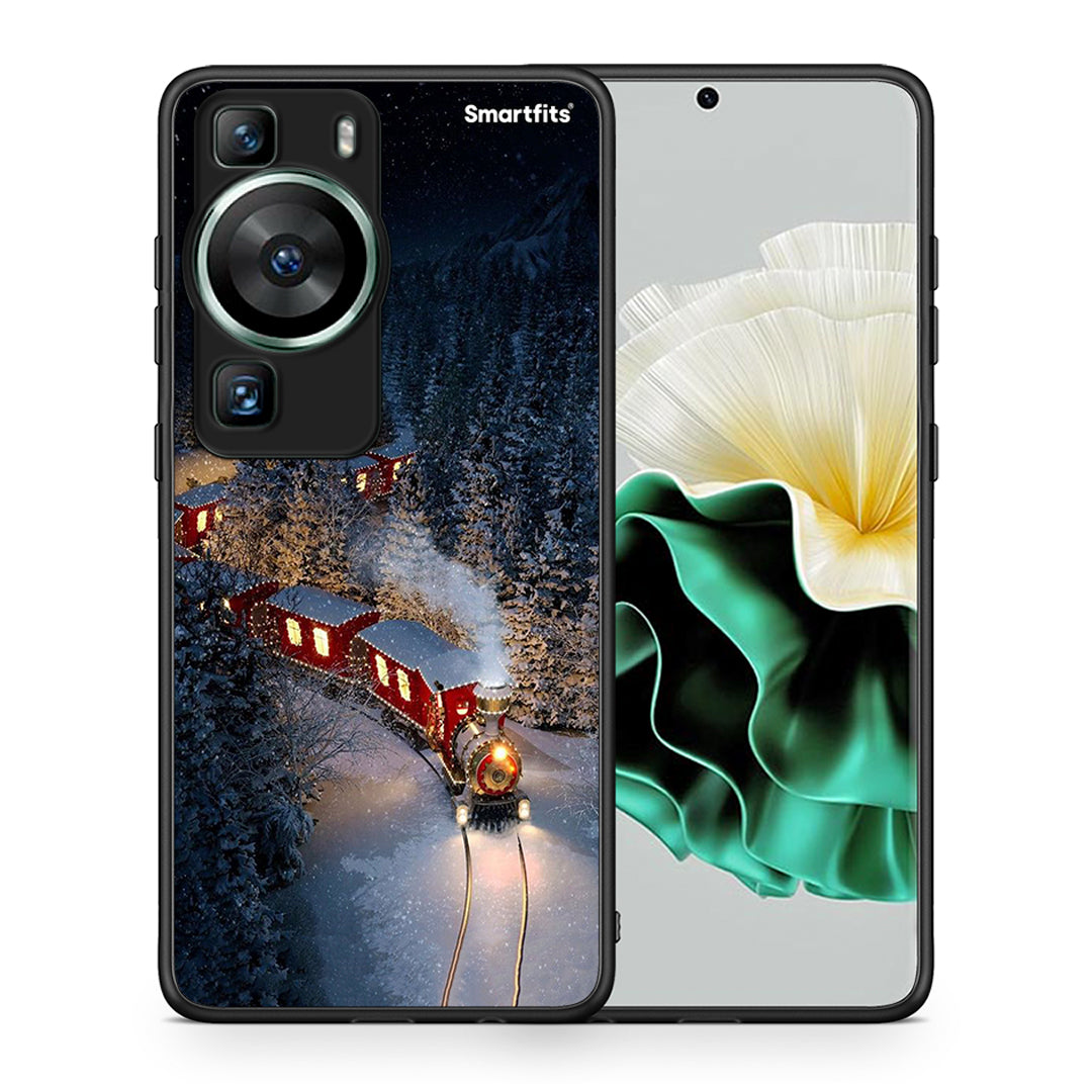 Θήκη Huawei P60 Xmas Train από τη Smartfits με σχέδιο στο πίσω μέρος και μαύρο περίβλημα | Huawei P60 Xmas Train Case with Colorful Back and Black Bezels