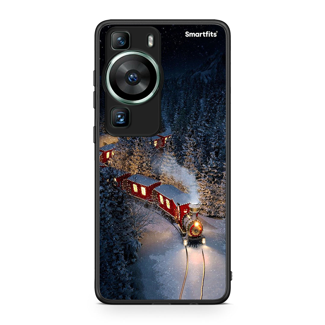 Θήκη Huawei P60 Xmas Train από τη Smartfits με σχέδιο στο πίσω μέρος και μαύρο περίβλημα | Huawei P60 Xmas Train Case with Colorful Back and Black Bezels