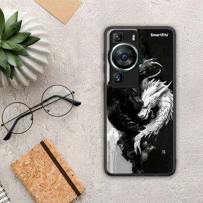 Θήκη Huawei P60 Yin Yang από τη Smartfits με σχέδιο στο πίσω μέρος και μαύρο περίβλημα | Huawei P60 Yin Yang Case with Colorful Back and Black Bezels