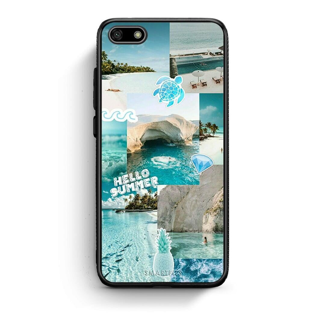Huawei Y5 2018 Aesthetic Summer Θήκη από τη Smartfits με σχέδιο στο πίσω μέρος και μαύρο περίβλημα | Smartphone case with colorful back and black bezels by Smartfits