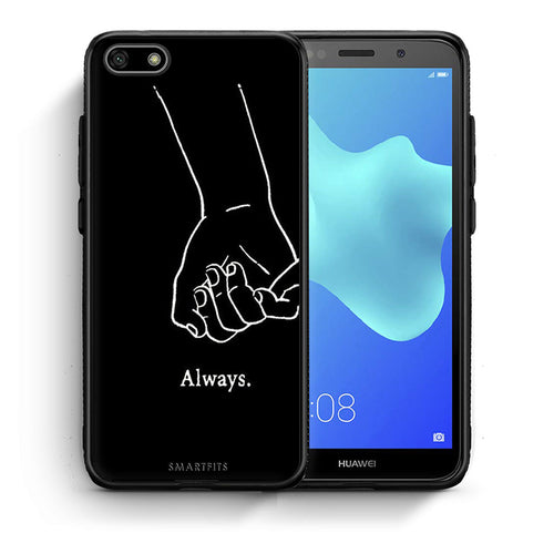 Θήκη Αγίου Βαλεντίνου Huawei Y5 2018 / Honor 7S Always & Forever 1 από τη Smartfits με σχέδιο στο πίσω μέρος και μαύρο περίβλημα | Huawei Y5 2018 / Honor 7S Always & Forever 1 case with colorful back and black bezels