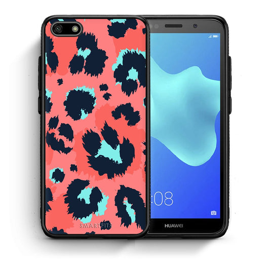 Θήκη Huawei Y5 2018/Honor 7S Pink Leopard Animal από τη Smartfits με σχέδιο στο πίσω μέρος και μαύρο περίβλημα | Huawei Y5 2018/Honor 7S Pink Leopard Animal case with colorful back and black bezels