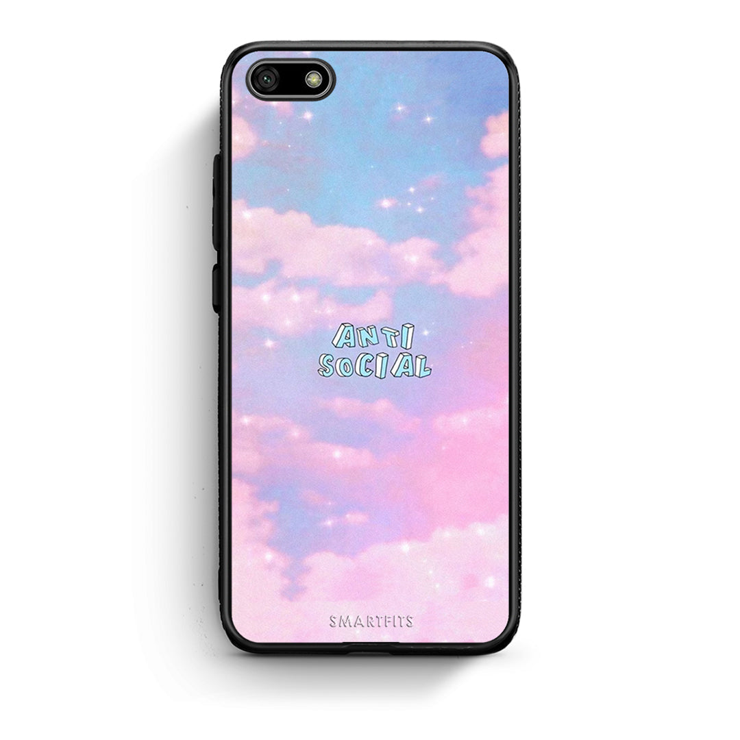Huawei Y5 2018 Anti Social Θήκη Αγίου Βαλεντίνου από τη Smartfits με σχέδιο στο πίσω μέρος και μαύρο περίβλημα | Smartphone case with colorful back and black bezels by Smartfits