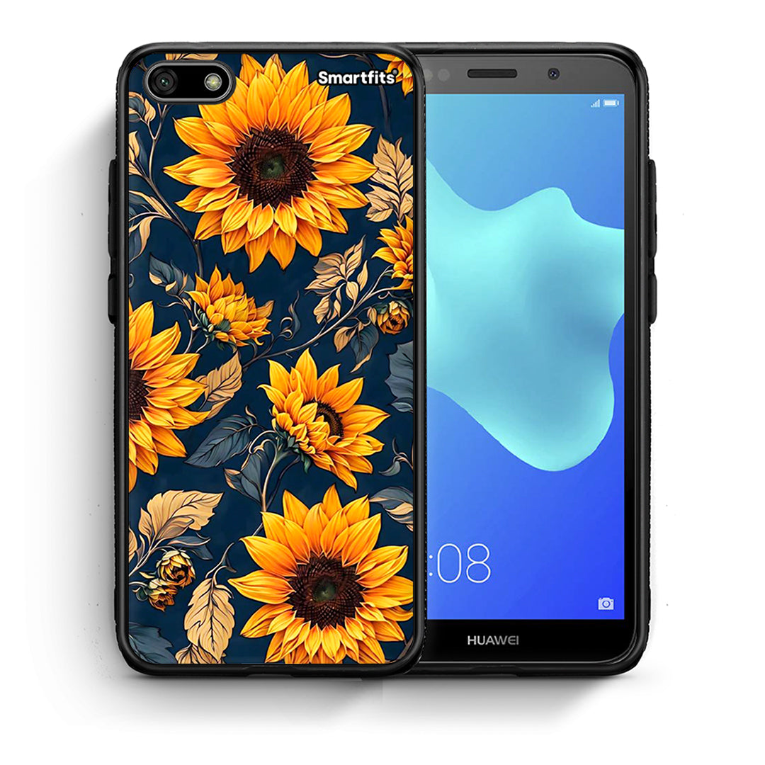 Θήκη Huawei Y5 2018 / Honor 7S Autumn Sunflowers από τη Smartfits με σχέδιο στο πίσω μέρος και μαύρο περίβλημα | Huawei Y5 2018 / Honor 7S Autumn Sunflowers case with colorful back and black bezels