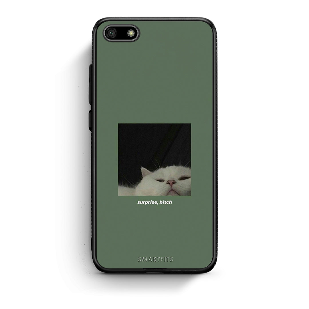 Huawei Y5 2018 Bitch Surprise θήκη από τη Smartfits με σχέδιο στο πίσω μέρος και μαύρο περίβλημα | Smartphone case with colorful back and black bezels by Smartfits