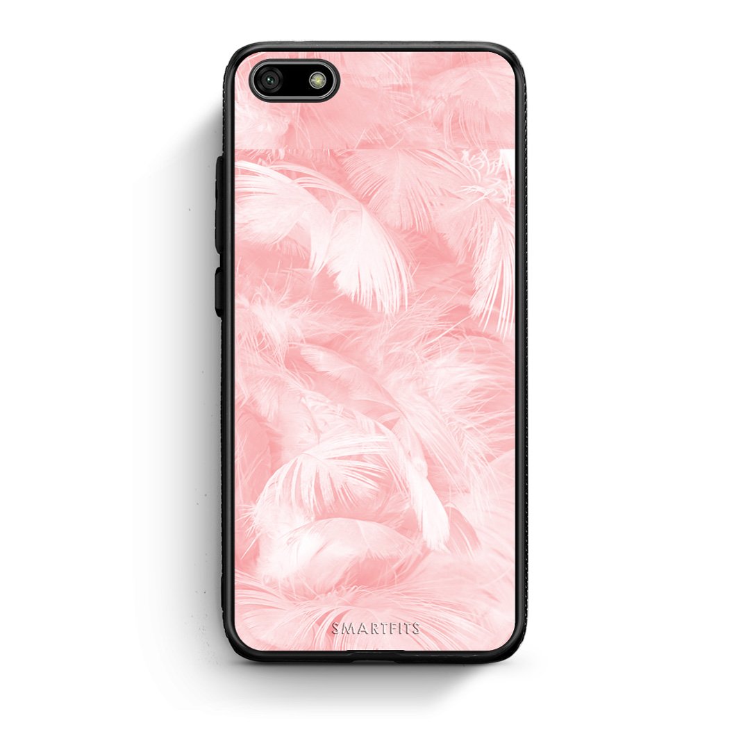33 - Huawei Y5 2018 Pink Feather Boho case, cover, bumper