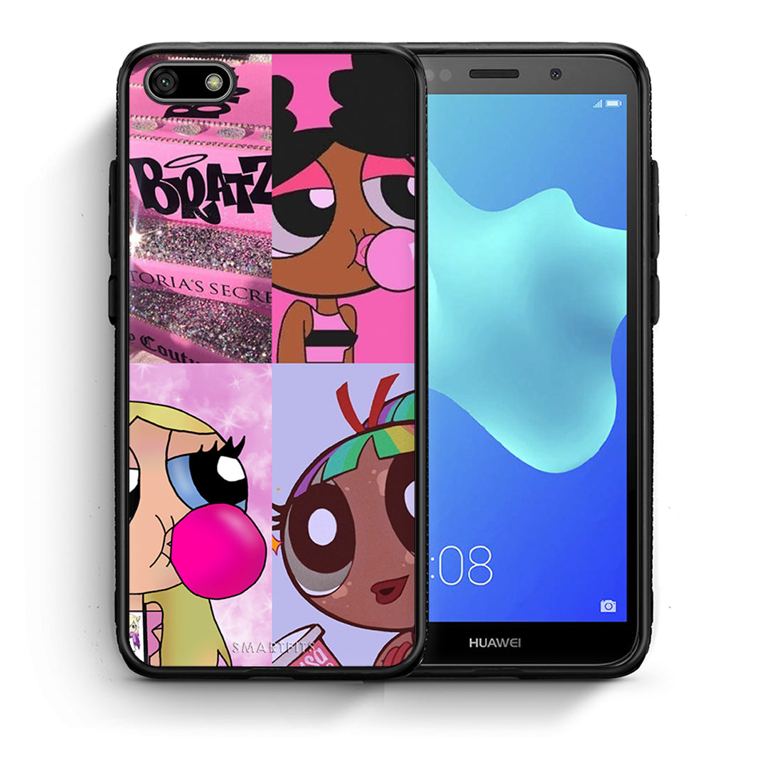 Θήκη Αγίου Βαλεντίνου Huawei Y5 2018 / Honor 7S Bubble Girls από τη Smartfits με σχέδιο στο πίσω μέρος και μαύρο περίβλημα | Huawei Y5 2018 / Honor 7S Bubble Girls case with colorful back and black bezels