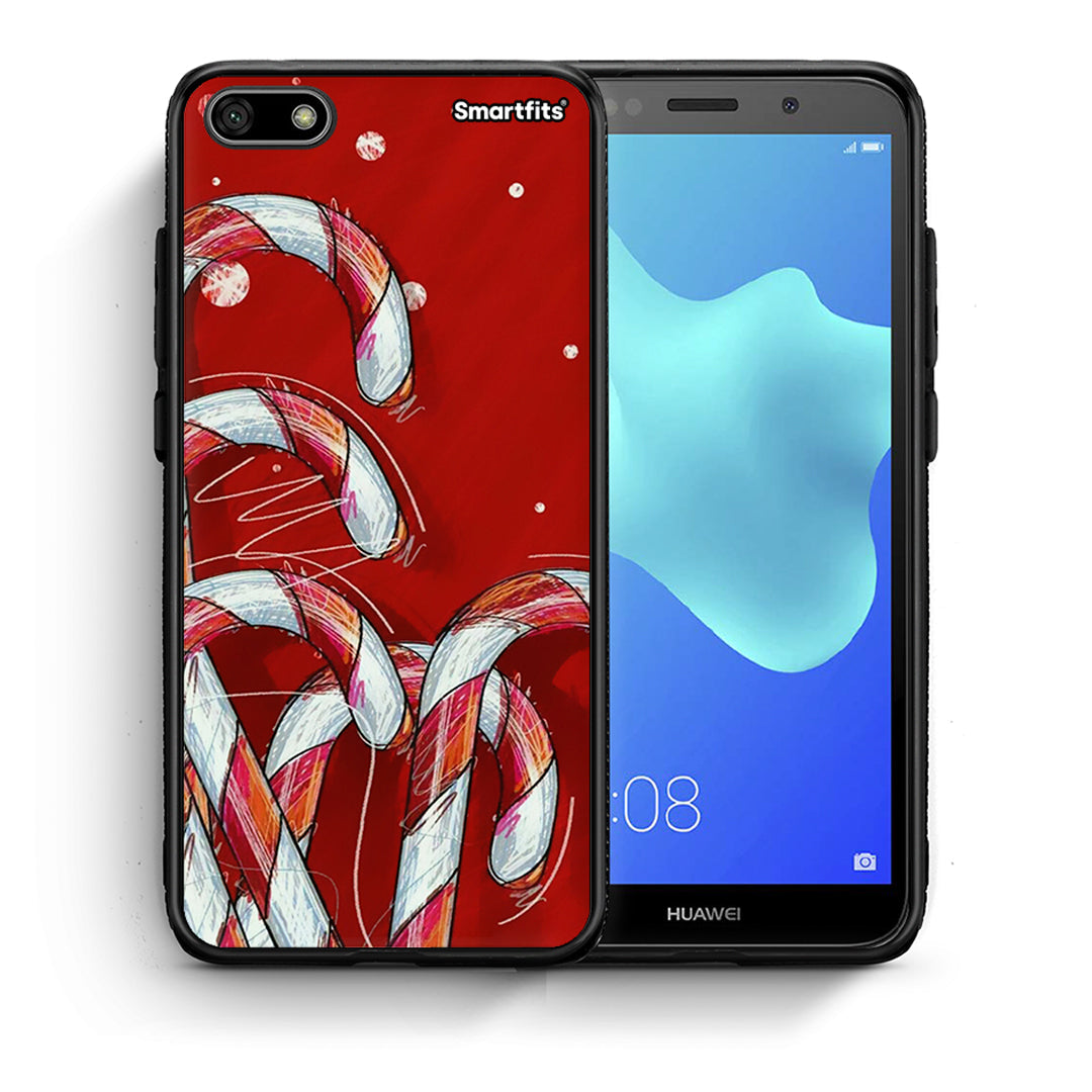 Θήκη Huawei Y5 2018/Honor 7S Candy Cane από τη Smartfits με σχέδιο στο πίσω μέρος και μαύρο περίβλημα | Huawei Y5 2018/Honor 7S Candy Cane case with colorful back and black bezels