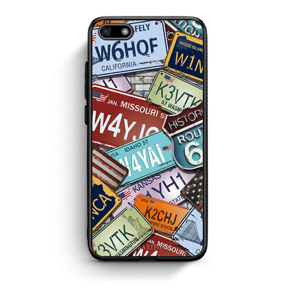 Huawei Y5 2018 Car Plates θήκη από τη Smartfits με σχέδιο στο πίσω μέρος και μαύρο περίβλημα | Smartphone case with colorful back and black bezels by Smartfits