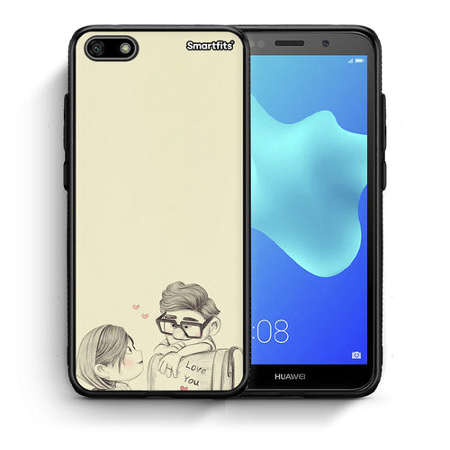 Θήκη Huawei Y5 2018/Honor 7S Carl And Ellie από τη Smartfits με σχέδιο στο πίσω μέρος και μαύρο περίβλημα | Huawei Y5 2018/Honor 7S Carl And Ellie case with colorful back and black bezels