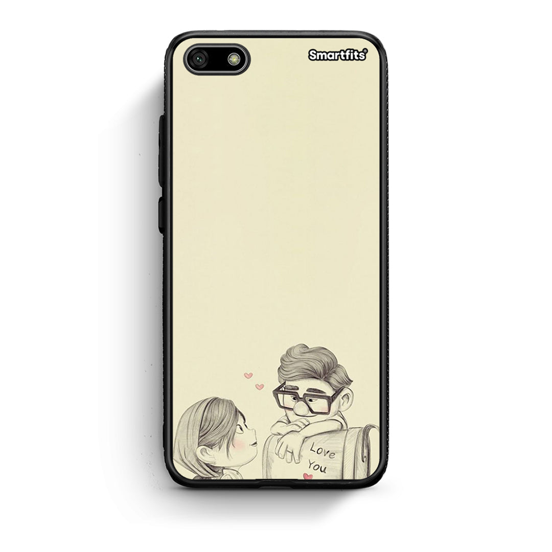 Huawei Y5 2018 Carl And Ellie θήκη από τη Smartfits με σχέδιο στο πίσω μέρος και μαύρο περίβλημα | Smartphone case with colorful back and black bezels by Smartfits