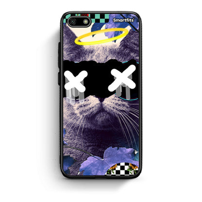 Huawei Y5 2018 Cat Collage θήκη από τη Smartfits με σχέδιο στο πίσω μέρος και μαύρο περίβλημα | Smartphone case with colorful back and black bezels by Smartfits