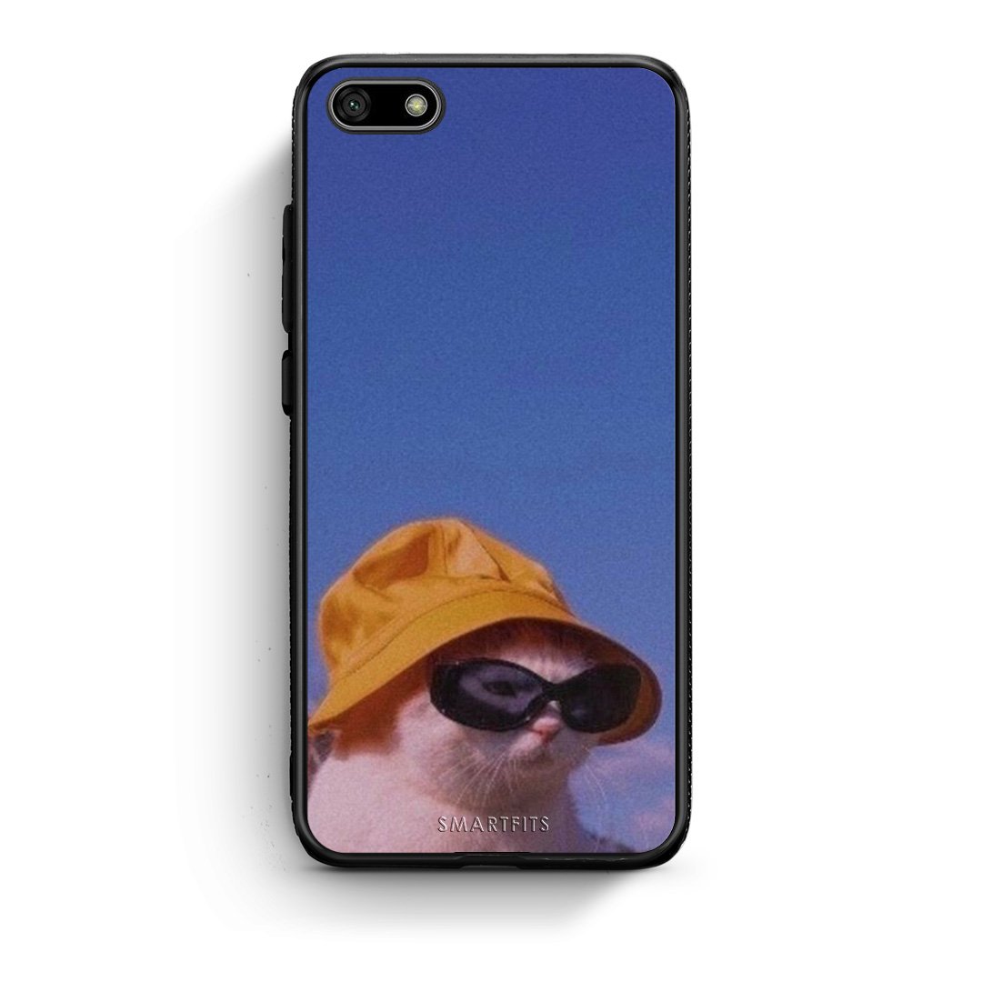 Huawei Y5 2018 Cat Diva θήκη από τη Smartfits με σχέδιο στο πίσω μέρος και μαύρο περίβλημα | Smartphone case with colorful back and black bezels by Smartfits