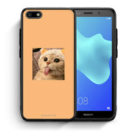 Thumbnail for Θήκη Huawei Y5 2018/Honor 7S Cat Tongue από τη Smartfits με σχέδιο στο πίσω μέρος και μαύρο περίβλημα | Huawei Y5 2018/Honor 7S Cat Tongue case with colorful back and black bezels