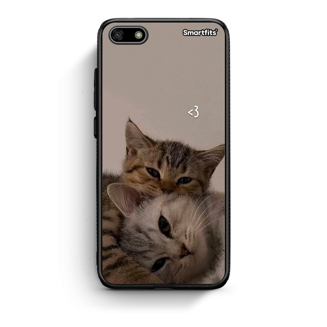 Huawei Y5 2018 Cats In Love Θήκη από τη Smartfits με σχέδιο στο πίσω μέρος και μαύρο περίβλημα | Smartphone case with colorful back and black bezels by Smartfits
