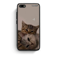 Thumbnail for Huawei Y5 2018 Cats In Love Θήκη από τη Smartfits με σχέδιο στο πίσω μέρος και μαύρο περίβλημα | Smartphone case with colorful back and black bezels by Smartfits